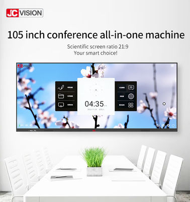 กระดานไวท์บอร์ดแบบโต้ตอบในห้องเรียน JCVISION ขนาด 105 นิ้ว Android 11 IR 20 จุดสัมผัส