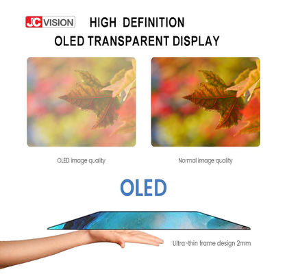 ป้ายดิจิทัลแบบสัมผัส Jcvision ขนาด 55 นิ้ว จอ OLED โปร่งใส ระบบ Windows Android