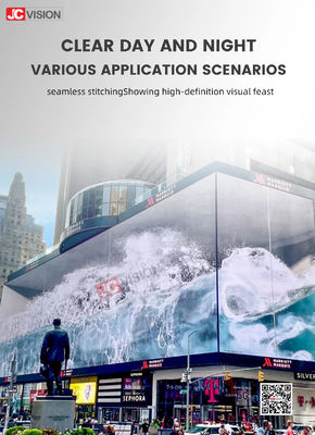 JCVISION's 3D Ultra HD Big LED Advertising Screen Display สําหรับผนังอาคารกลางแจ้ง