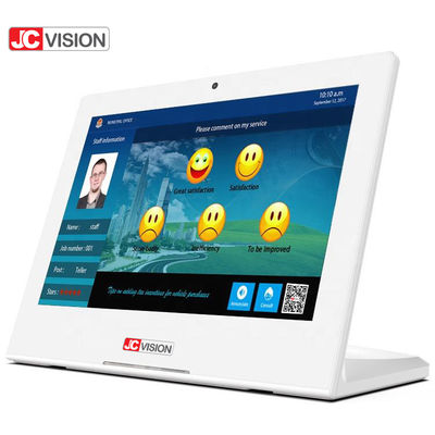 JCVISION หน้าจอโฆษณาขนาด 10.1 นิ้ว รูปตัว L แท็บเล็ต Android สำหรับแสดงความคิดเห็น