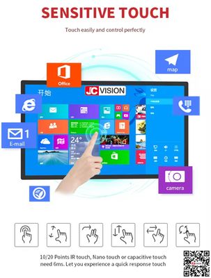 จอแสดงผลป้ายดิจิทัลในร่ม JCvision ความจุฮาร์ดไดรฟ์ 8GB/16GB และรองรับคำสั่งเสียง