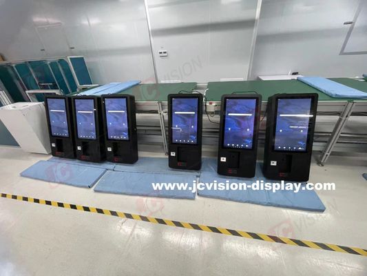 JCVISION คิออสค์สั่งซื้อบริการตนเอง 24 นิ้ว พร้อมเปลือกโลหะทนทานและการบริโภคพลังงานสูงสุด 108W