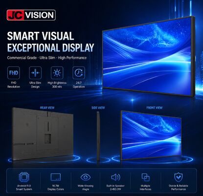 JCVision 55-Inch Indoor Digital Signage Display – E-LED Backlit, Wide Viewing Angle, Wall Mount Light Box for Retail & Hospitality (HD-352C)