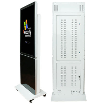 จอแสดงผลป้ายดิจิทัลในร่มแบบหมุนได้ 10 จุด IR Touch Floor Stand Advertising Display