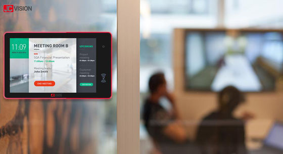 หน้าจอแสดงผลห้องประชุม POE ขนาด 10.1 นิ้ว IPS WiFi Android Conference Room Scheduler