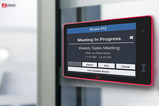 หน้าจอแสดงผลห้องประชุม POE ขนาด 10.1 นิ้ว IPS WiFi Android Conference Room Scheduler