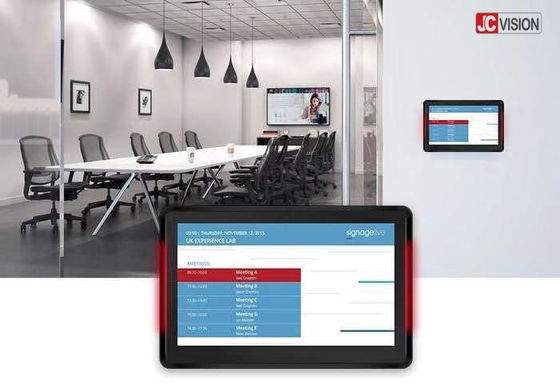 หน้าจอแสดงผลห้องประชุม JCVISION ขนาด 10.1 นิ้ว ป้ายดิจิทัลห้องประชุม NFC