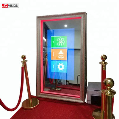 กระจกเงาโฟโต้บูธขนาด 55 นิ้ว 65 นิ้ว, งานแต่งงานแบบพกพา Magic Mirror Photo Booth Kiosk