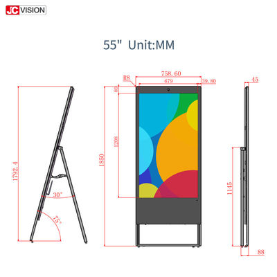 ป้ายโฆษณาดิจิทัล LCD ขนาด 43 นิ้ว พกพาได้ 450cd/m2 พร้อมซอฟต์แวร์ CMS