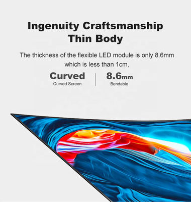 55 นิ้ว Custom full color curved screen ผิวโครงการโฆษณาแบบยืดหยุ่นบาง LED