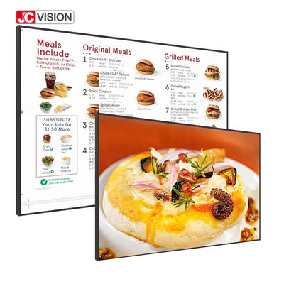 JCVISION ป้ายโฆษณาดิจิทัลหน้าจอสัมผัสอัจฉริยะ LCD แบบติดผนังบางเฉียบ