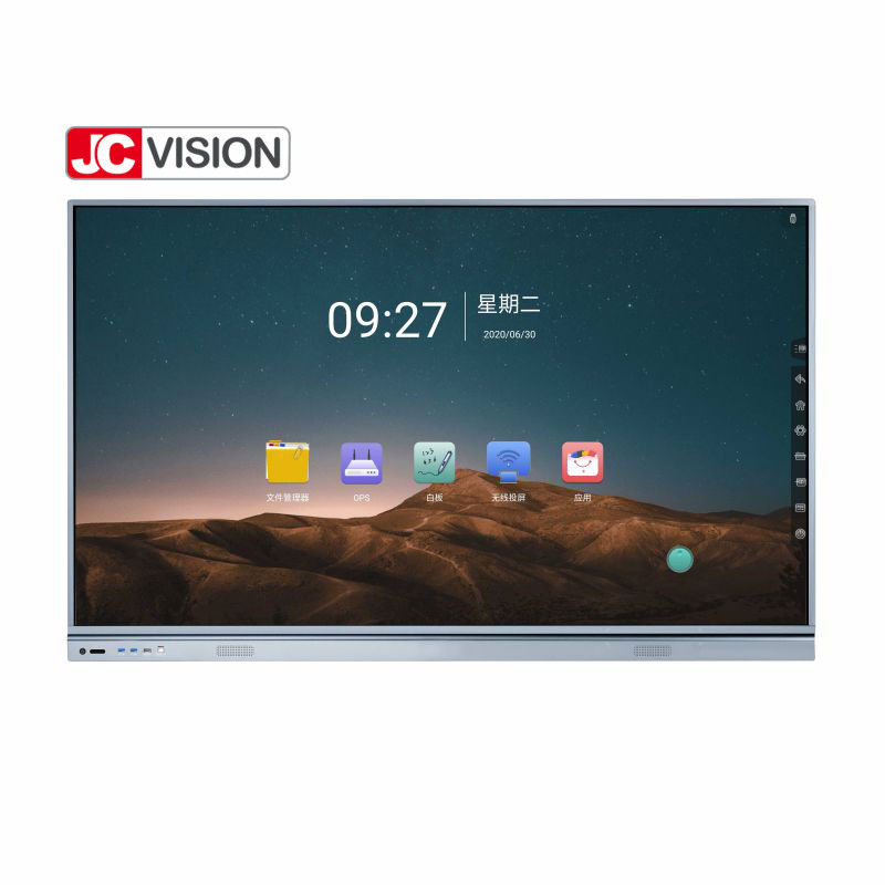JCVISION 75 นิ้ว JCHUB แผนที่แบนปฏิกิริยาที่มีสีดํา/เงิน IR 20 จุดสัมผัสสําหรับการศึกษา/การประชุม