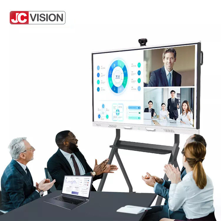 กระดานไวท์บอร์ดแบบโต้ตอบ JCVISION 3840 × 2160 UHD 75 นิ้ว 4K มุมมองภาพ 178 องศา