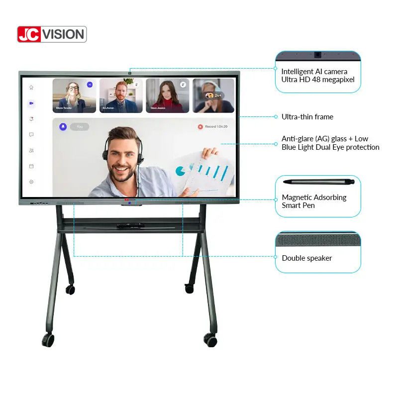JCVISION 98 นิ้ว การศึกษา อินเตอร์เอกทีฟ บอร์ดสมาร์ท 20 จุด IR Touch สําหรับห้องเรียน