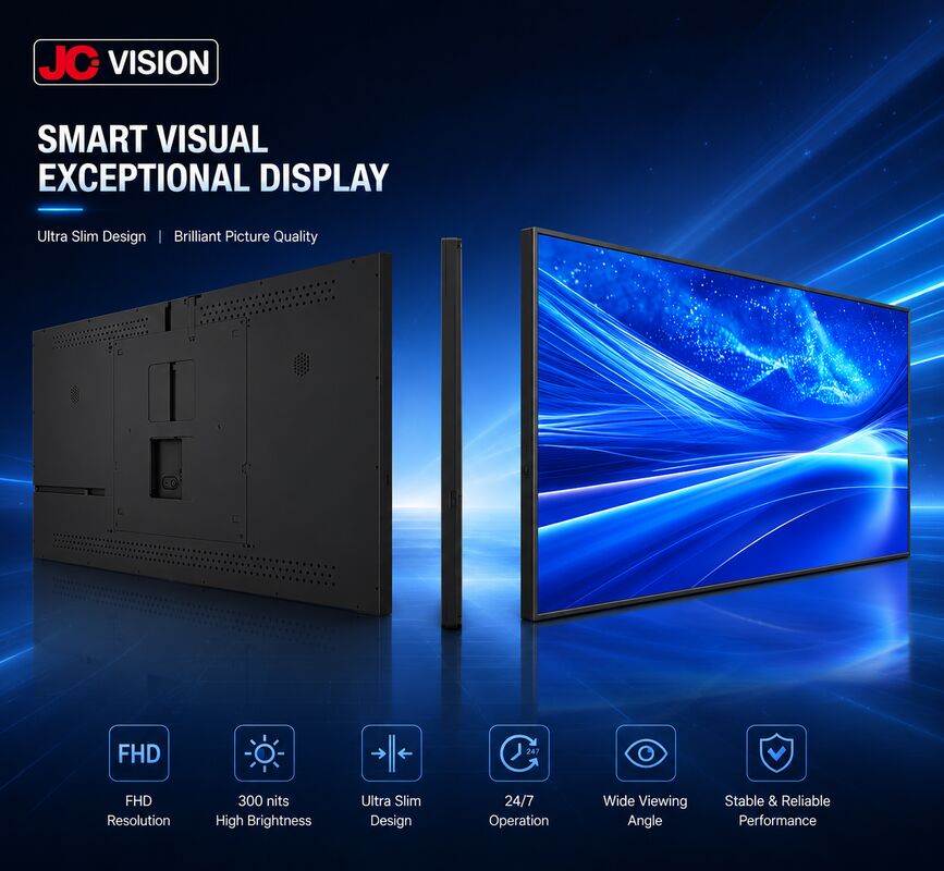 JCVision 43-Inch Indoor Digital Signage Display – E-LED Backlit, Wide Viewing Angle, Wall Mount Light Box for Retail & Hospitality (HD-352C)