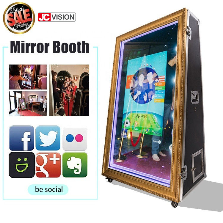 กระจกเงาโฟโต้บูธขนาด 55 นิ้ว 65 นิ้ว, งานแต่งงานแบบพกพา Magic Mirror Photo Booth Kiosk