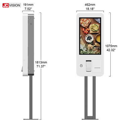 ตู้ Kiosk ตั้งพื้น หน้าจอสัมผัส 23 นิ้ว 250nits 5ms 240VAC สำหรับการชำระเงิน