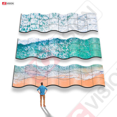55 นิ้ว Custom full color curved screen ผิวโครงการโฆษณาแบบยืดหยุ่นบาง LED